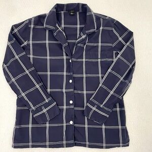 J.Crew Mens Navy Plaid Button Down Shirt Pajama Top Cotton Sleepwear 3X Casual